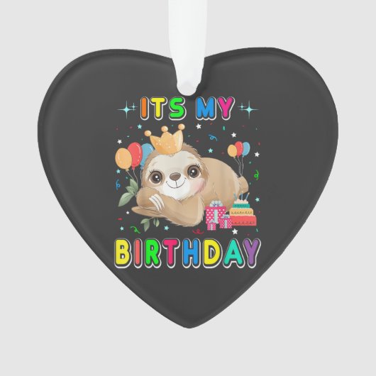 かわいいナマケモノの誕生日パーティー コスチューム オーナメント (正面)