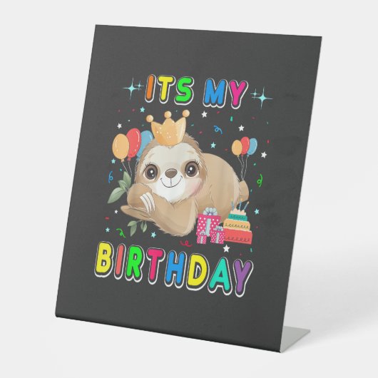 かわいいナマケモノの誕生日パーティー コスチューム 台座サイン (正面)