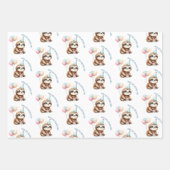 かわいいナマケモノの誕生祝いプレゼント ラッピングペーパーシート (正面)