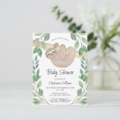 かわいいナマケモノの赤ちゃんシャワー インビテーションポストカード (スタンド正面)