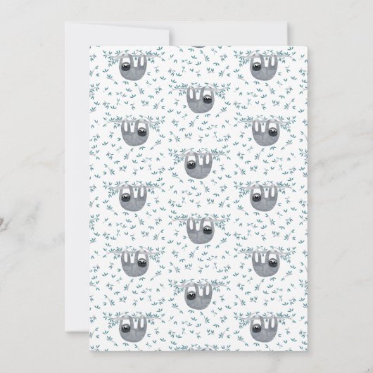 かわいいナマケモノの赤ちゃんシャワー 招待状 (裏面)