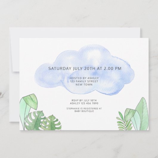 かわいいナマケモノの赤ちゃんシャワー 招待状 (裏面)