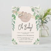 かわいいナマケモノの赤ちゃんシャワー 招待状 (スタンド正面)