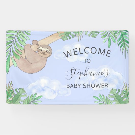 かわいいナマケモノの赤ちゃんシャワー 横断幕 (横)