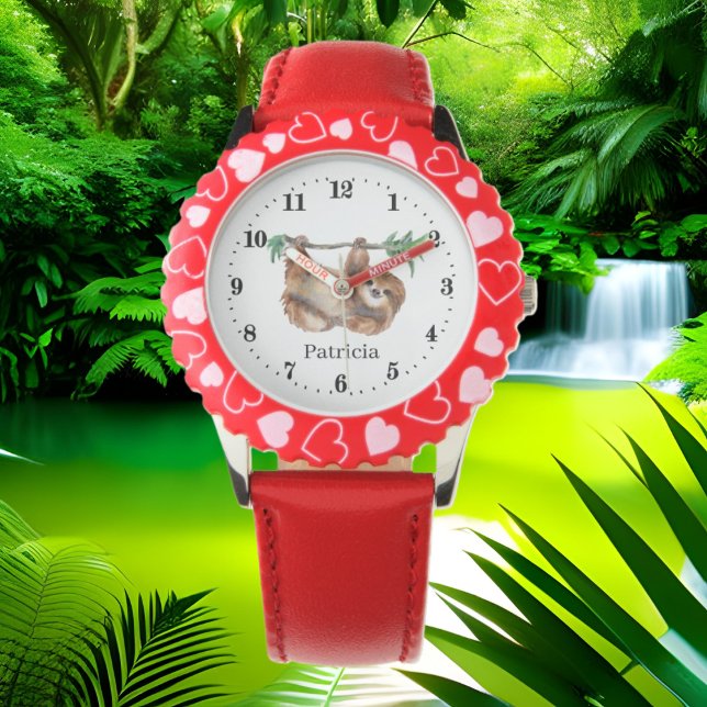 かわいいナマケモノの追加の名前ウォッチ 腕時計 (クリエイターアップロード済み)