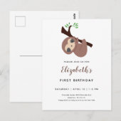 かわいいナマケモノの1歳誕生日 アドorable 動物 カワイイ ポストカード (正面/裏面)