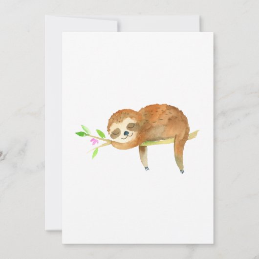 かわいいナマケモノをテーマにしたベビースシャワー 招待状 (裏面)