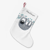 かわいいナマケモノパーソナライズされた スモールクリスマスストッキング (正面 (吊り時))