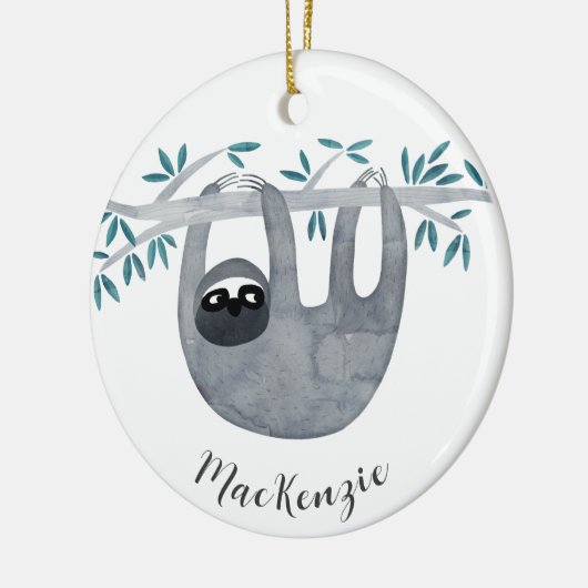 かわいいナマケモノパーソナライズされた セラミックオーナメント (左)