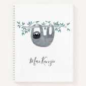 かわいいナマケモノパーソナライズされた ノートブック (正面)