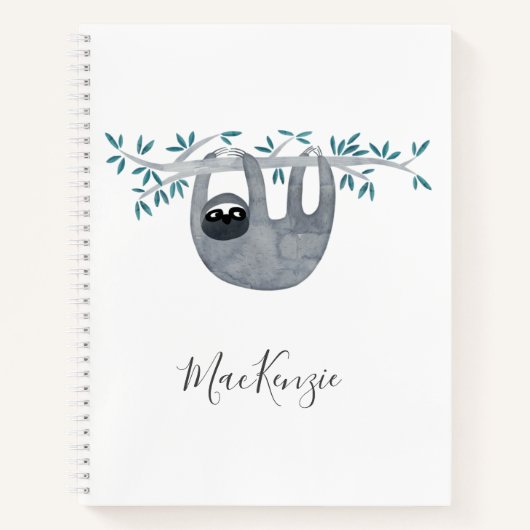 かわいいナマケモノパーソナライズされた ノートブック (正面)