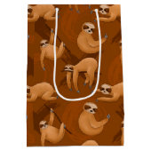 かわいいナマケモノパーティーどんな目的でも ミディアムペーパーバッグ (裏面)