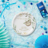 かわいいナマケモノフローラ緑の女の子ベビーシャワー ペーパープレート (パーティー)