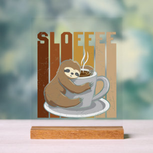 かわいいナマケモノ好きのコーヒー アクリルサイン