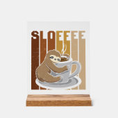 かわいいナマケモノ好きのコーヒー アクリルサイン (正面)