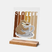 かわいいナマケモノ好きのコーヒー アクリルサイン (傾斜)