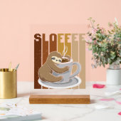 かわいいナマケモノ好きのコーヒー アクリルサイン (ウェディング)