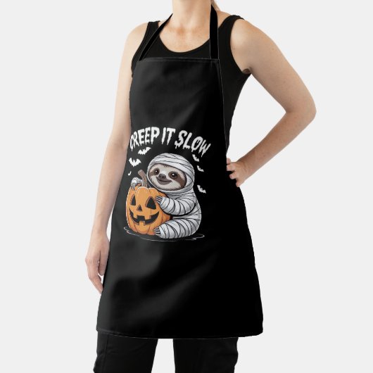 かわいいナマケモノ愛好家おかしなハロウィンカボチャEssentia エプロン (インサイチュ)