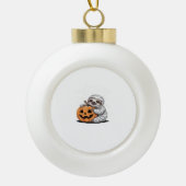 かわいいナマケモノ愛好家おかしなハロウィンカボチャEssentia セラミックボールオーナメント (正面)