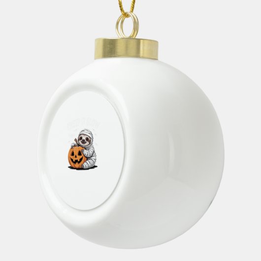 かわいいナマケモノ愛好家おかしなハロウィンカボチャEssentia セラミックボールオーナメント (右)