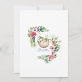 かわいいナマケモノ熱帯花フレームベビーシャワー 招待状 (裏面)