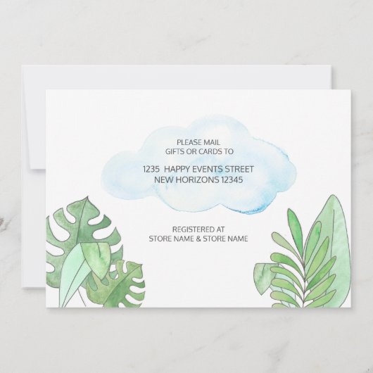 かわいいナマケモノ男女兼用の赤ちゃんシャワー（郵便） 招待状 (裏面)