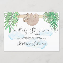 かわいいナマケモノ男女兼用の赤ちゃんシャワー（郵便） 招待状