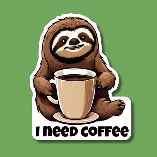 かわいいナマケモノ私はコーヒー防水が必要 シール