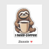 かわいいナマケモノ私はコーヒー防水が必要 シール (シート)