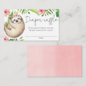 かわいいナマケモノ緑の女の子おむつラッフルカード エンクロージャーカード (正面/裏面)