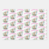 かわいいナマケモノ赤いパンダ誕生祝い ラッピングペーパーシート (正面3)