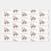 かわいいナマケモノ赤いパンダ誕生祝い ラッピングペーパーシート (正面2)