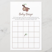 かわいいナマケモノ赤ちゃんシャワーゲームビンゴブラウンかわいい (正面)