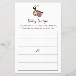 かわいいナマケモノ赤ちゃんシャワーゲームビンゴブラウンかわいい