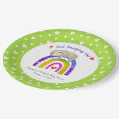 かわいいナマケモノ赤ちゃんシャワー甘いボホレインボーモダン ペーパープレート (アングル)