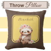 かわいいナマケモノ追加の名前水玉模様黄色 クッション