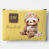 かわいいナマケモノ追加イニシャル名イエロー アクセサリーポーチ (正面)