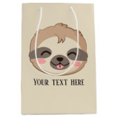 かわいいナマケモノ追加文字パーティー ミディアムペーパーバッグ (正面)