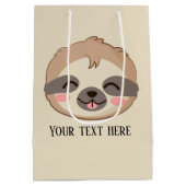 かわいいナマケモノ追加文字パーティー ミディアムペーパーバッグ (裏面)