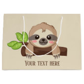 かわいいナマケモノ追加文字パーティー ラージペーパーバッグ (正面)