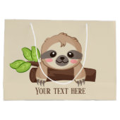 かわいいナマケモノ追加文字パーティー ラージペーパーバッグ (裏面)