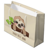 かわいいナマケモノ追加文字パーティー ラージペーパーバッグ (正面アングル)