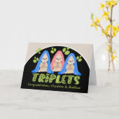 かわいいナマケモノ2男の子1女の子の新しいトリプレットベビー カード (黄色い花)