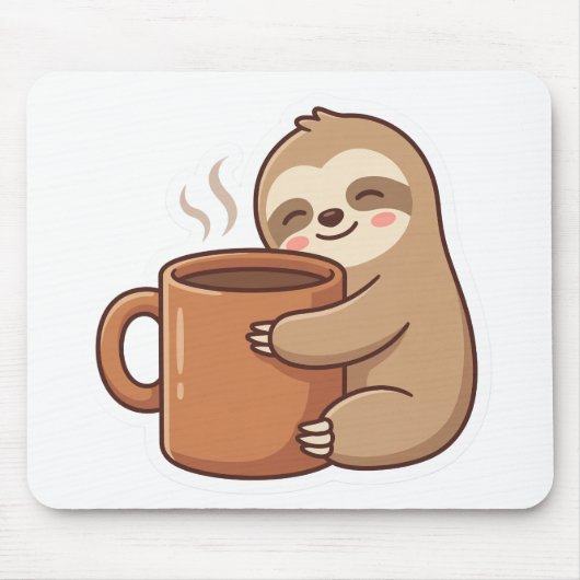 かわいいナマケモノ コーヒーステッカー マウスパッド (正面)