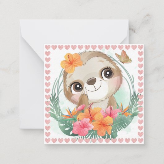 かわいいナマケモノ ノートカード (正面)