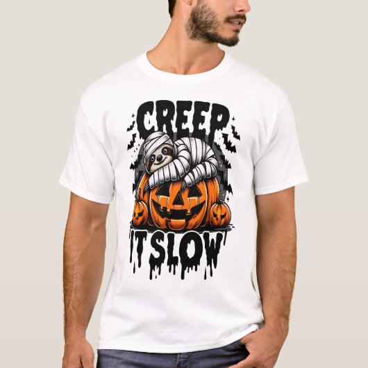 かわいいナマケモノ ハッピーハロウィン Tシャツ (正面)