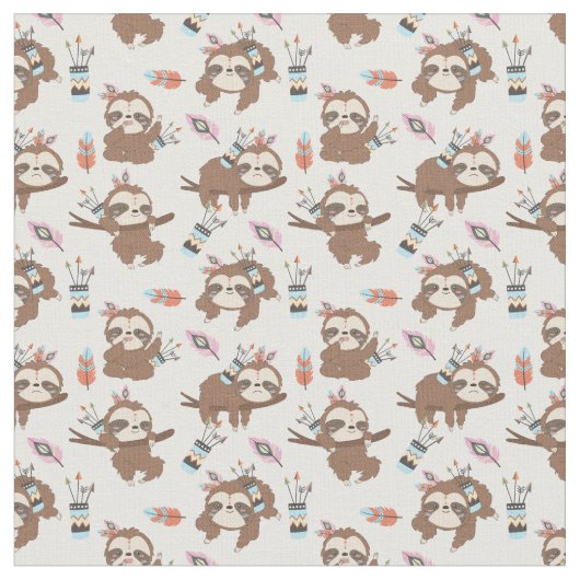 かわいいナマケモノ ファブリック (クローズアップ)