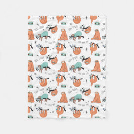 かわいいナマケモノ フリースブランケット