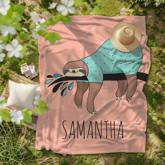 かわいいナマケモノ フリースブランケット