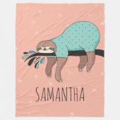 かわいいナマケモノ フリースブランケット (正面)